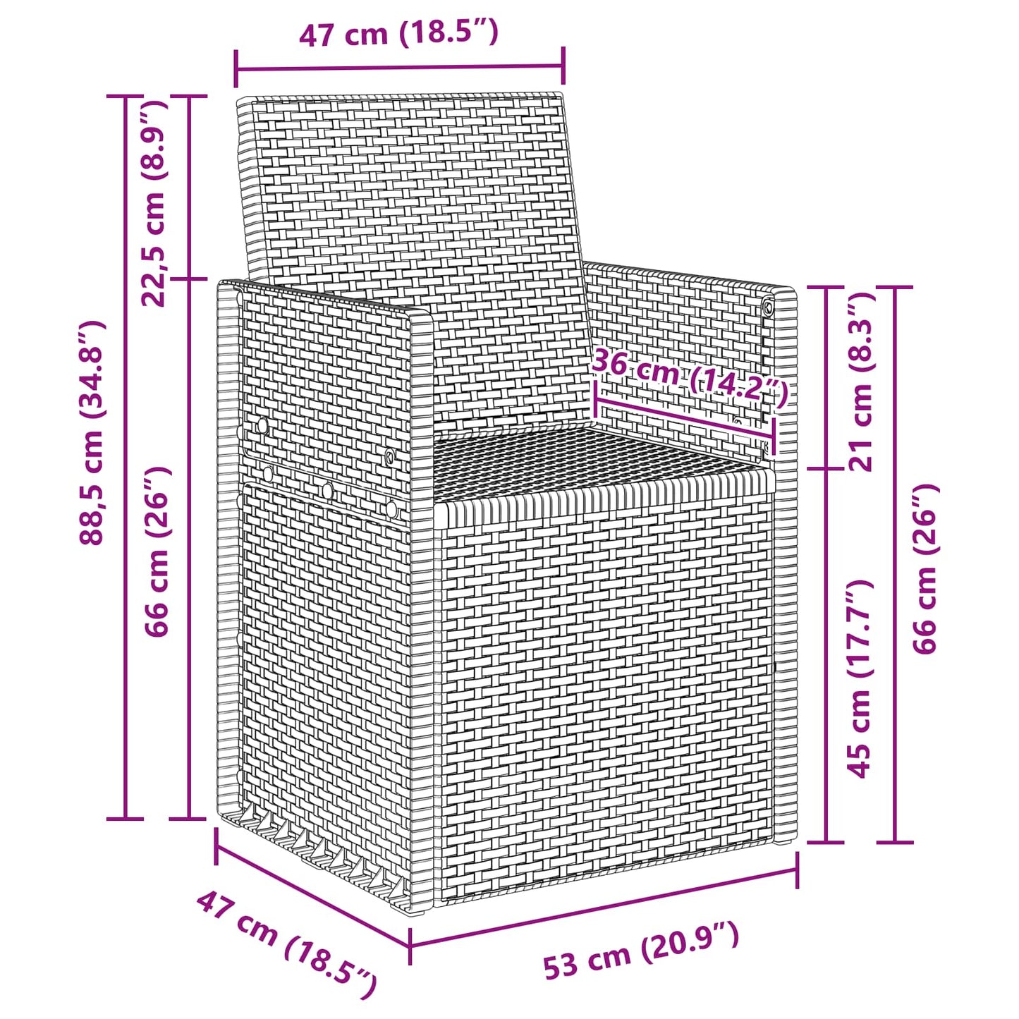 Garten Esszimmerstühle 2 pcs Anthrazit 53 x 47 x 88,5 cm PP