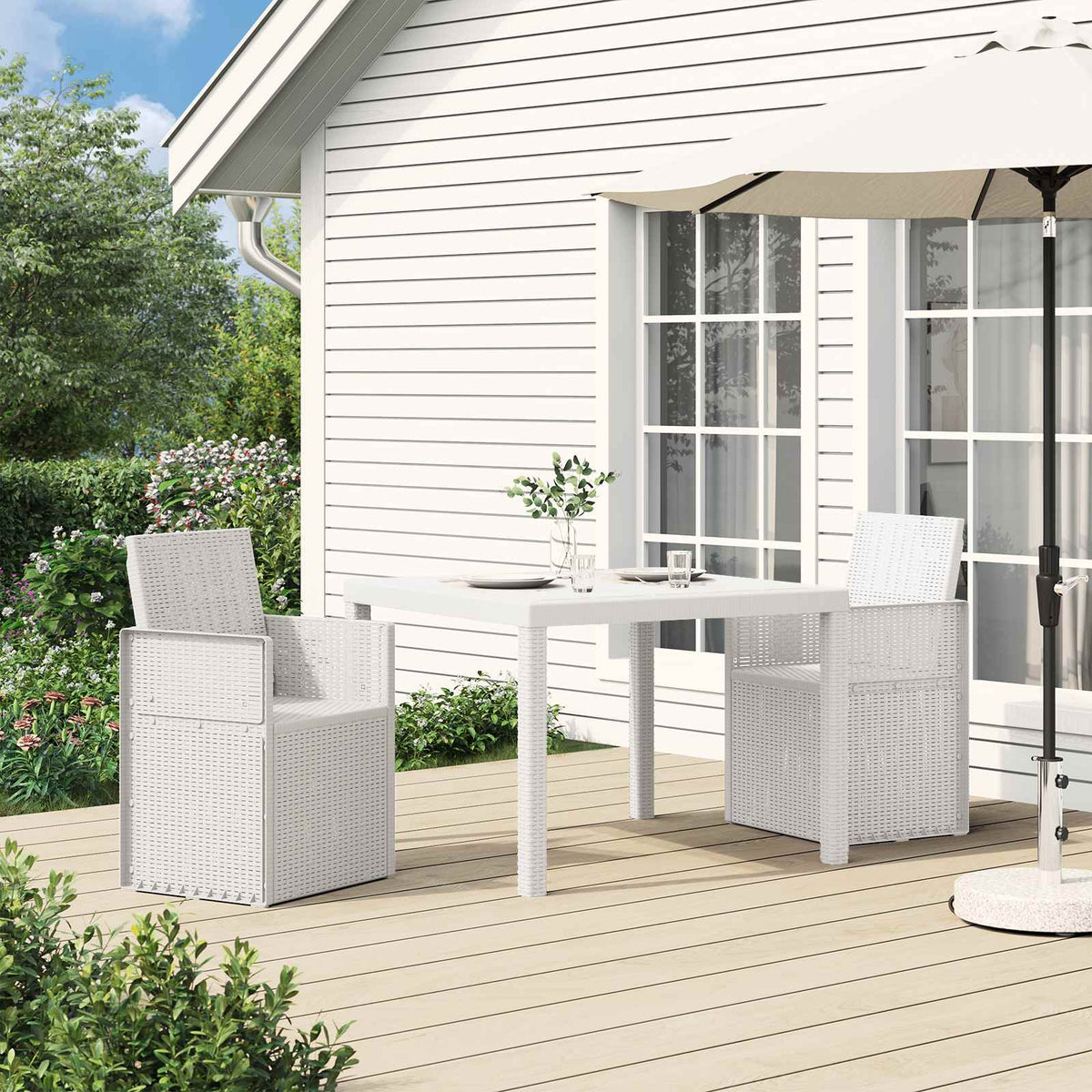 Garten Esszimmerstühle 2 stk. Weiß PP