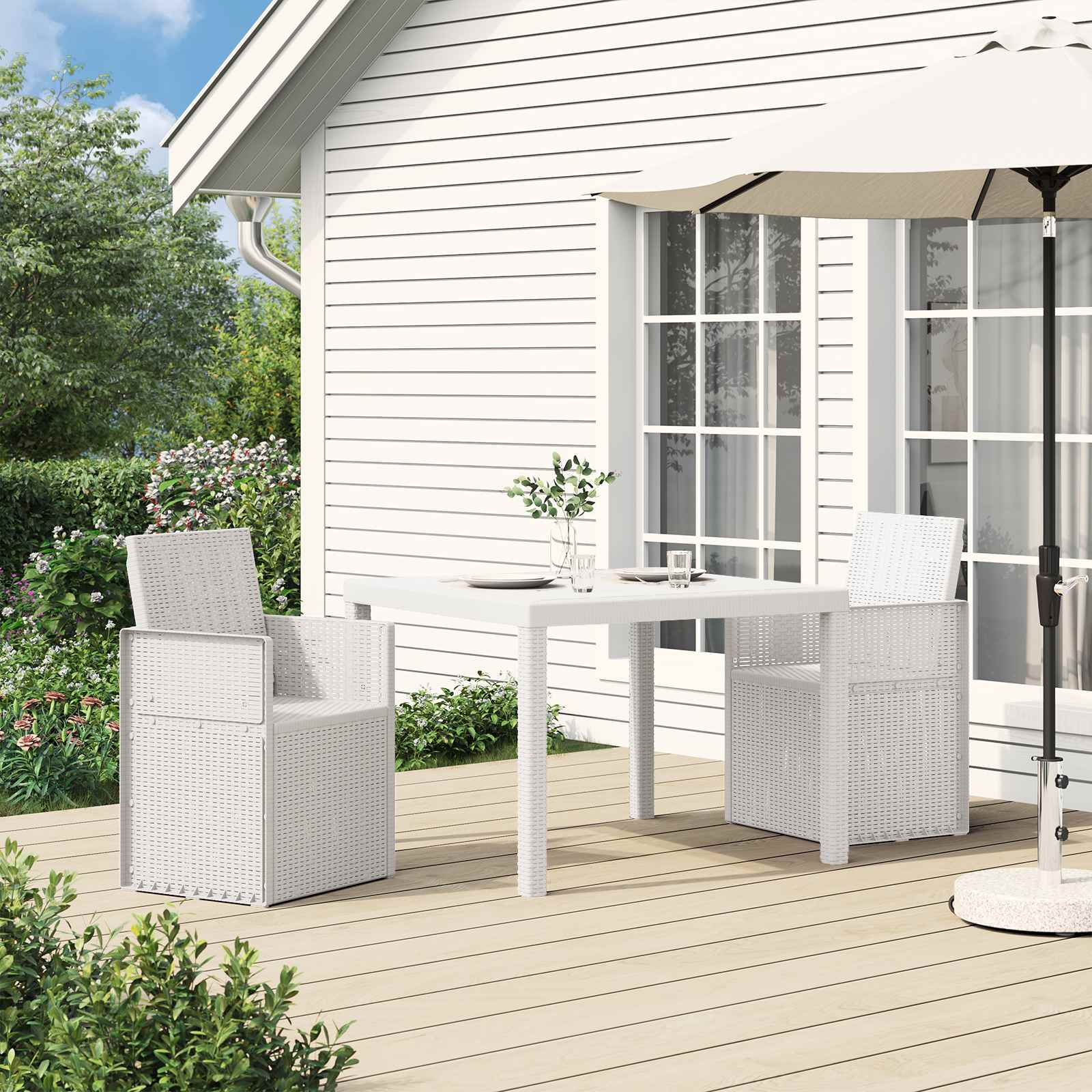 Garten Esszimmerstühle 2 stk. Weiß PP