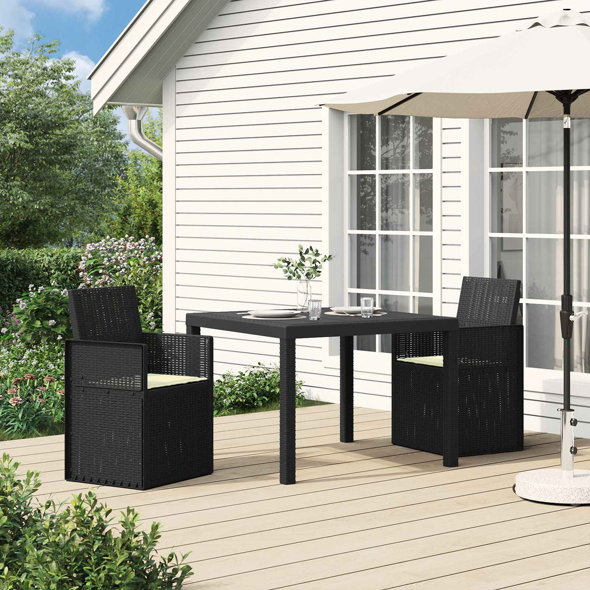 Garten Esszimmerstühle 2 stk. Anthrazit und Creme PP