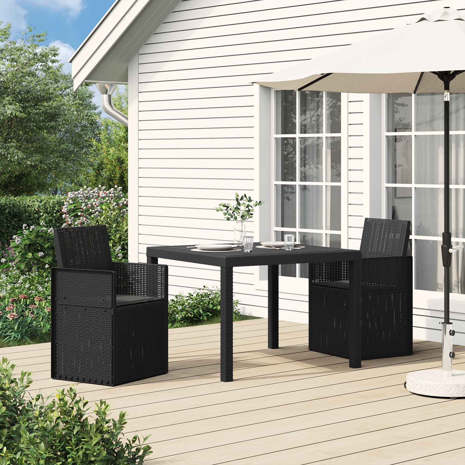 Garten Esszimmerstühle 2 stk. Anthrazit PP