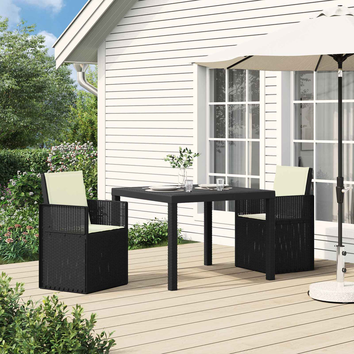 Garten Esszimmerstühle 2 stk. Anthrazit und Creme PP