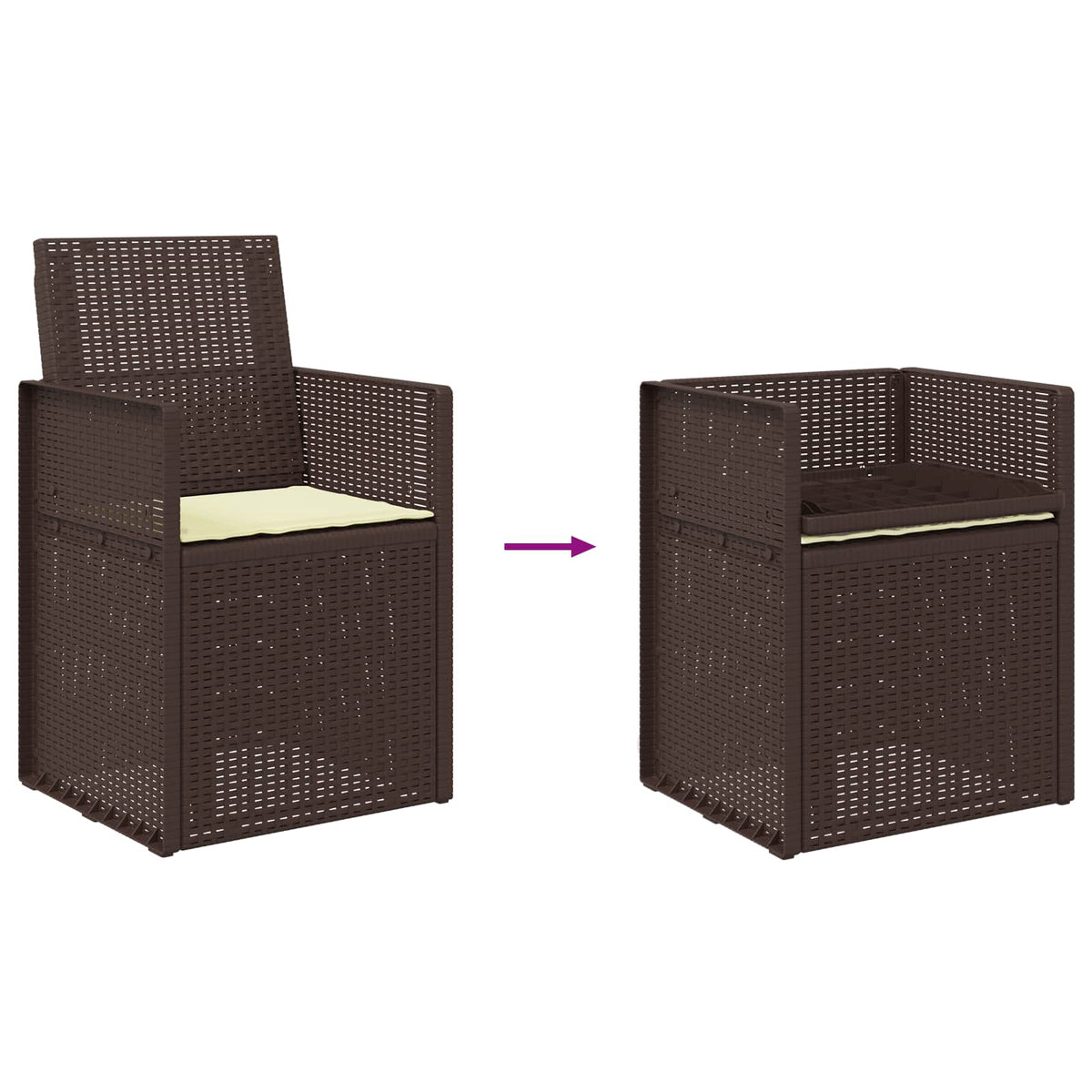 Garten Esszimmerstühle 2 stk. Braun und Creme PP