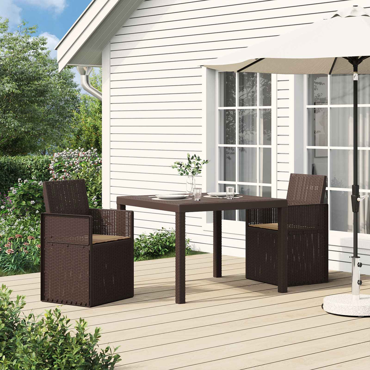 Garten Esszimmerstühle 2 stk. Braun und Taupe PP