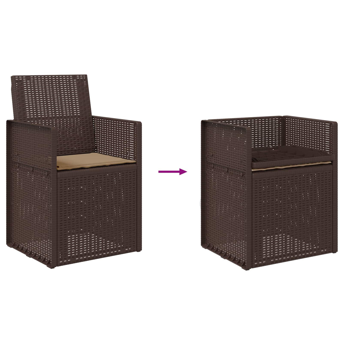 Garten Esszimmerstühle 2 stk. Braun und Taupe PP