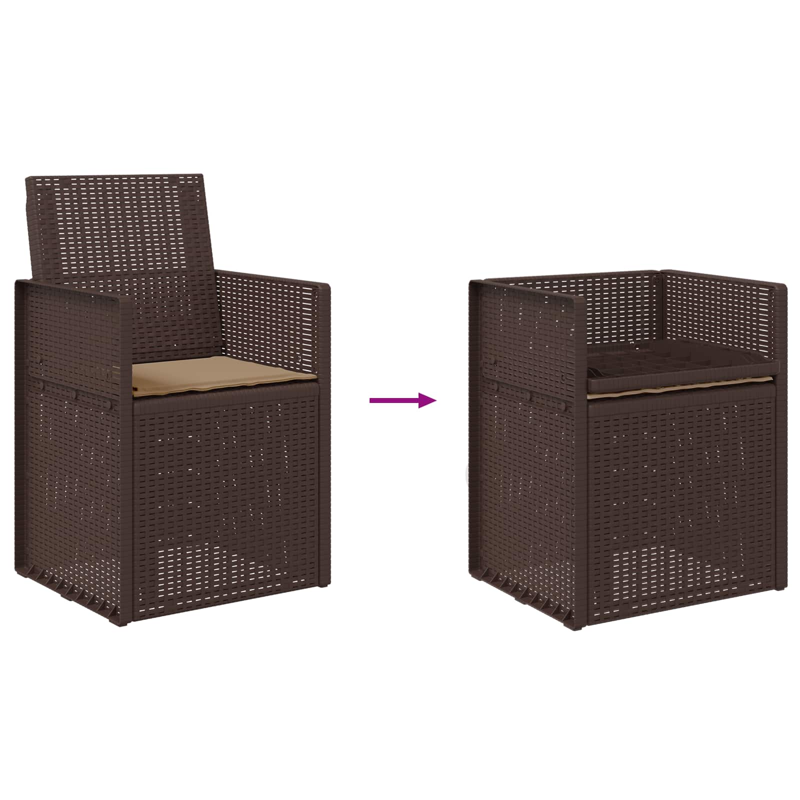 Garten Esszimmerstühle 2 stk. Braun und Taupe PP