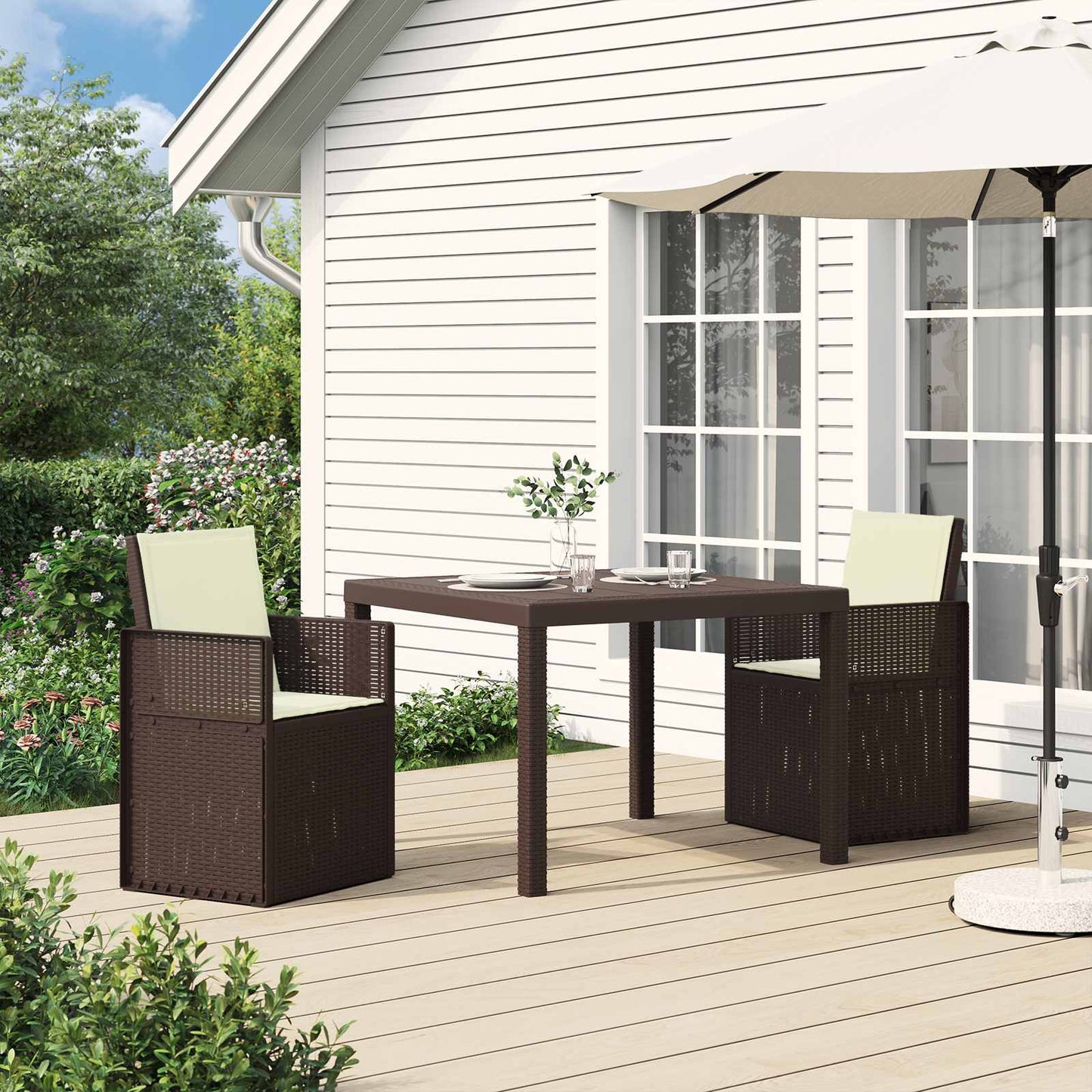 Garten Esszimmerstühle 2 stk. Braun und Creme PP
