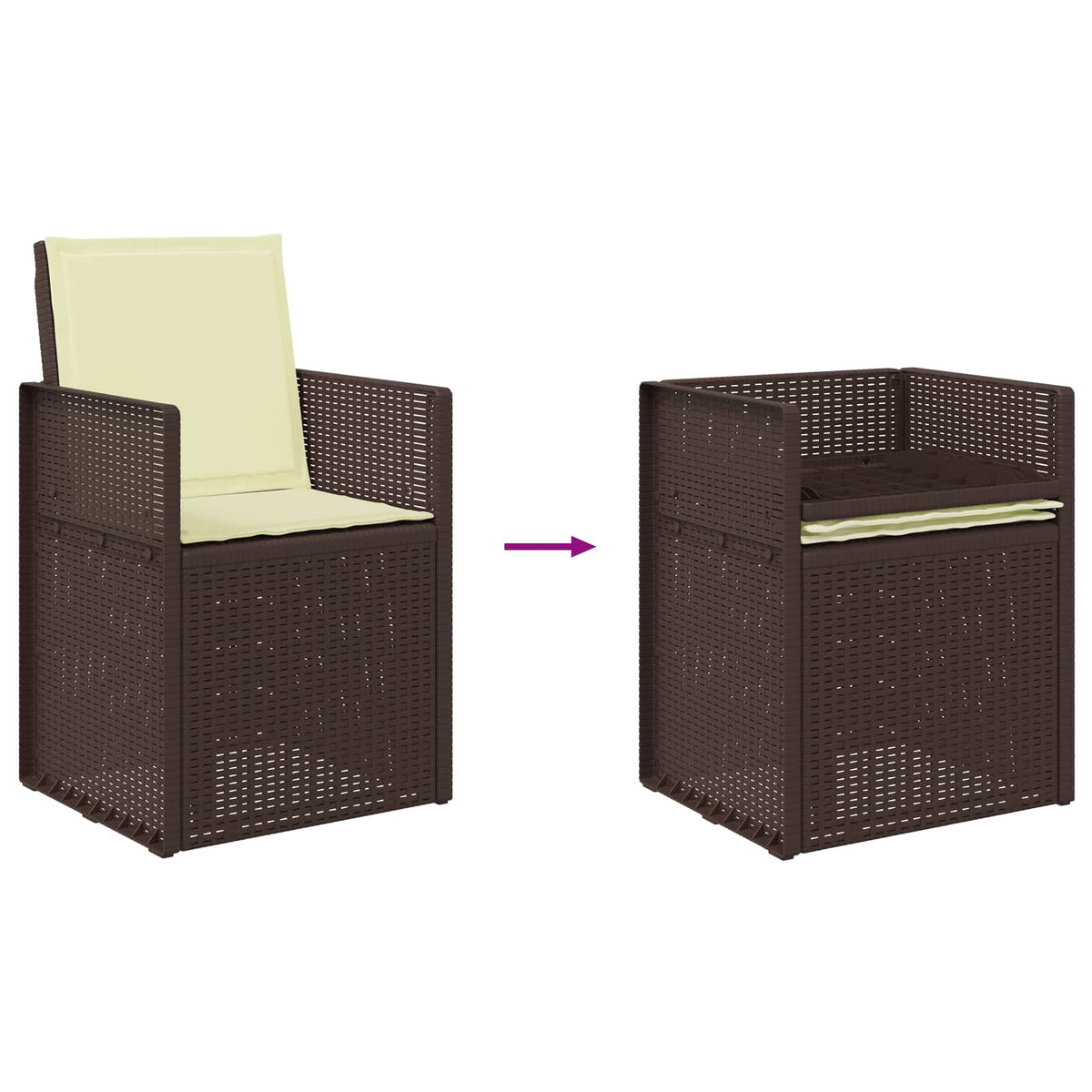 Garten Esszimmerstühle 2 stk. Braun und Creme PP