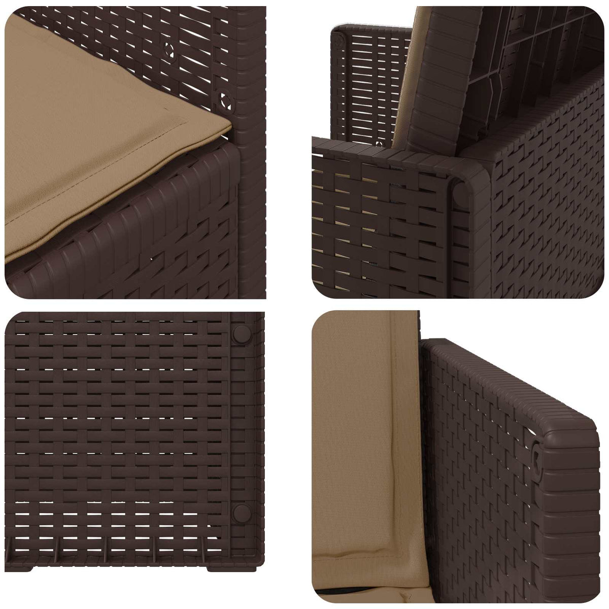 Garten Esszimmerstühle 2 stk. Braun und Taupe PP