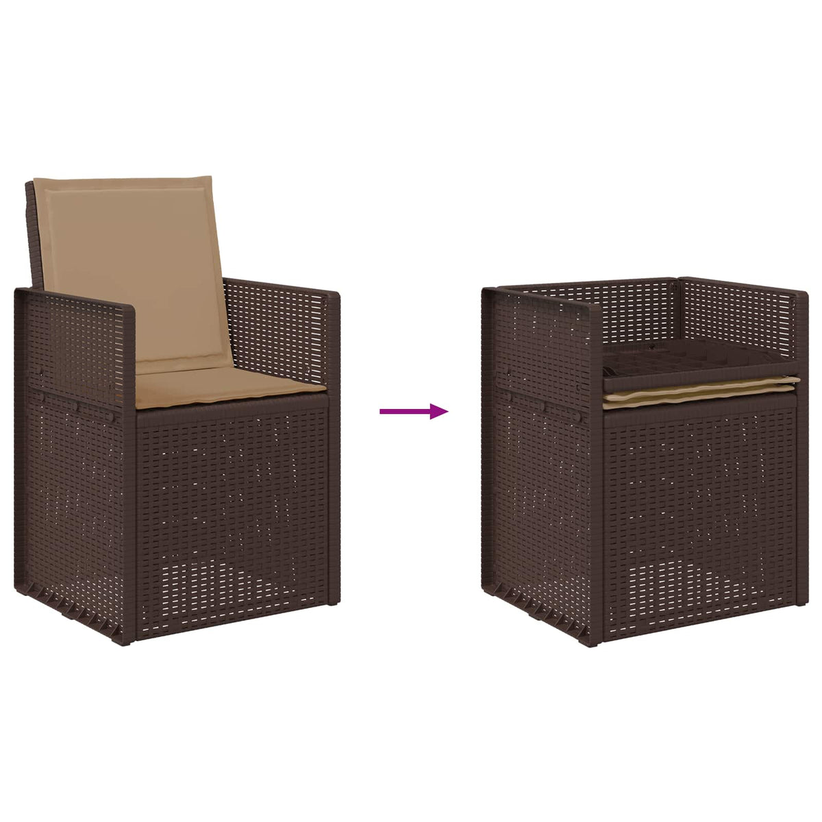 Garten Esszimmerstühle 2 stk. Braun und Taupe PP
