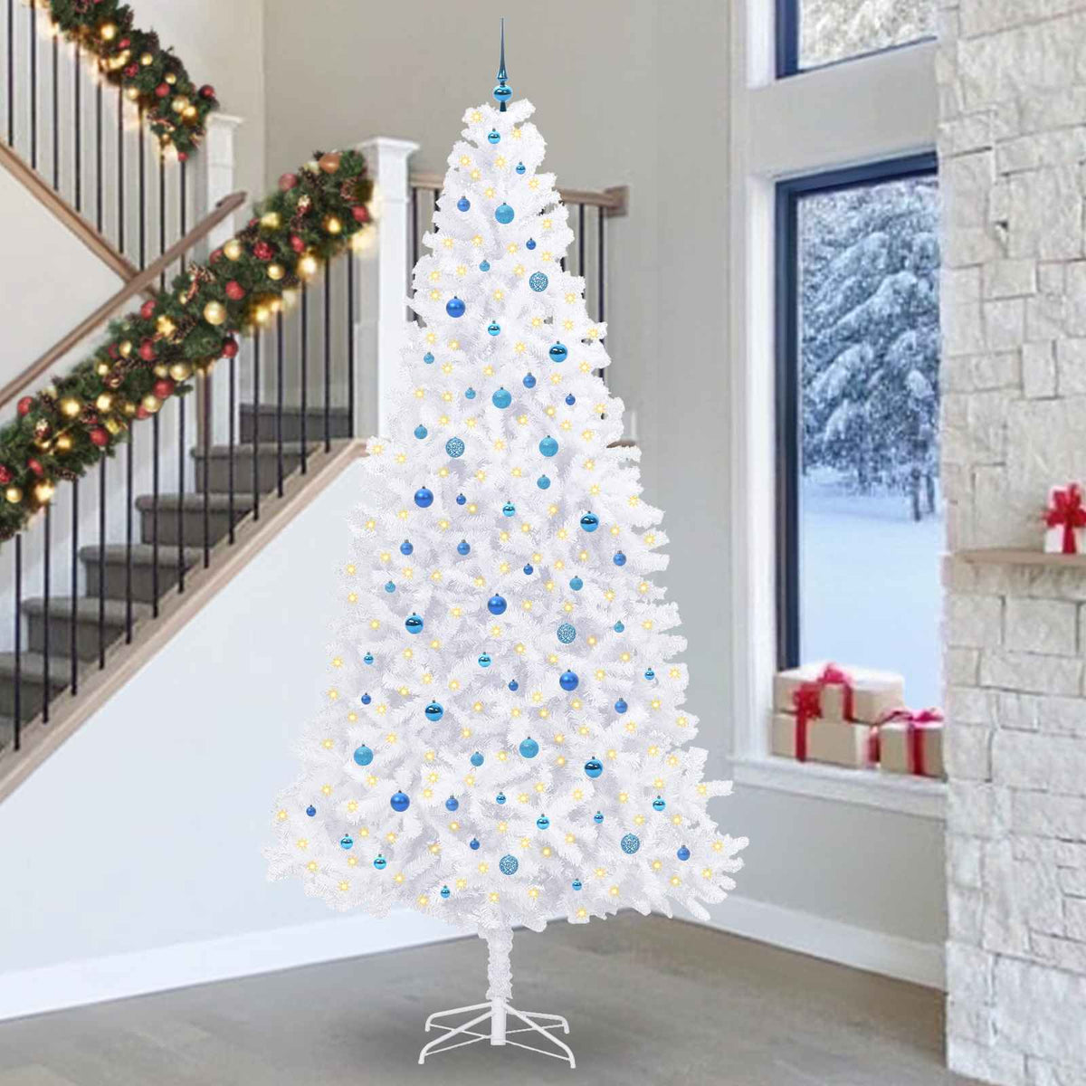 Künstlicher Weihnachtsbaum Weiß 300 cm PVC und Stahl