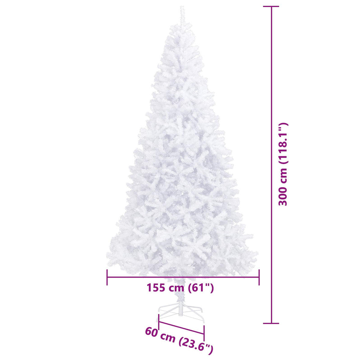 Künstlicher Weihnachtsbaum Weiß 300 cm PVC und Stahl