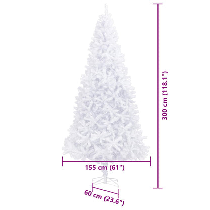 Künstlicher Weihnachtsbaum Weiß 300 cm PVC und Stahl