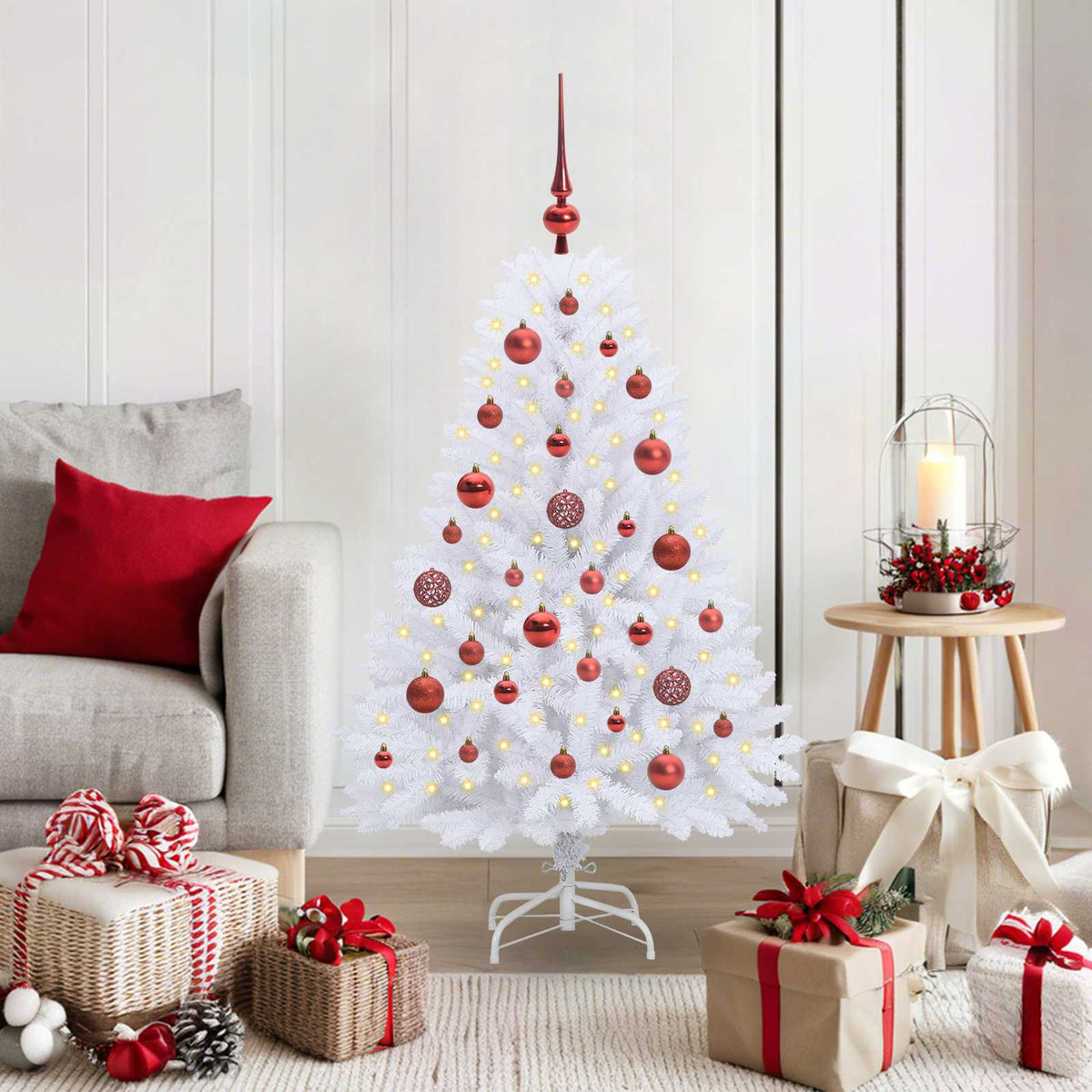 Künstlicher klappbarer Weihnachtsbaum Weiß 120 cm PVC und Stahl