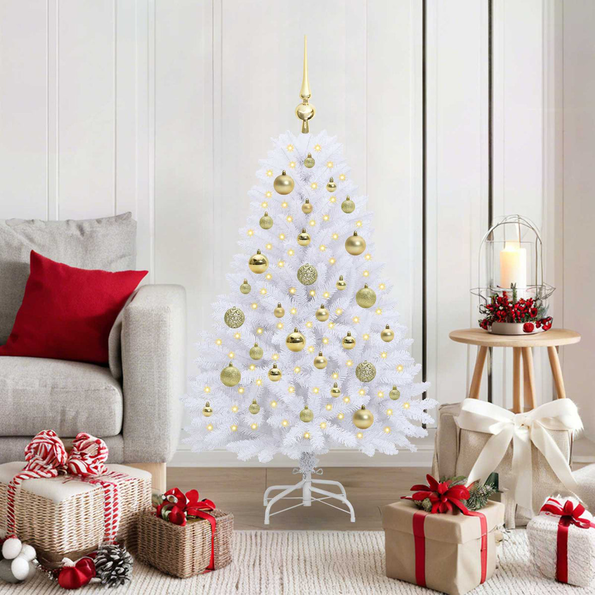 Künstlicher klappbarer Weihnachtsbaum Weiß 120 cm PVC und Stahl