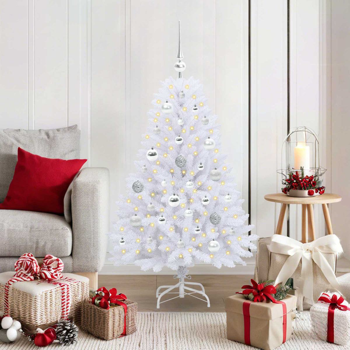 Künstlicher klappbarer Weihnachtsbaum Weiß 120 cm PVC und Stahl