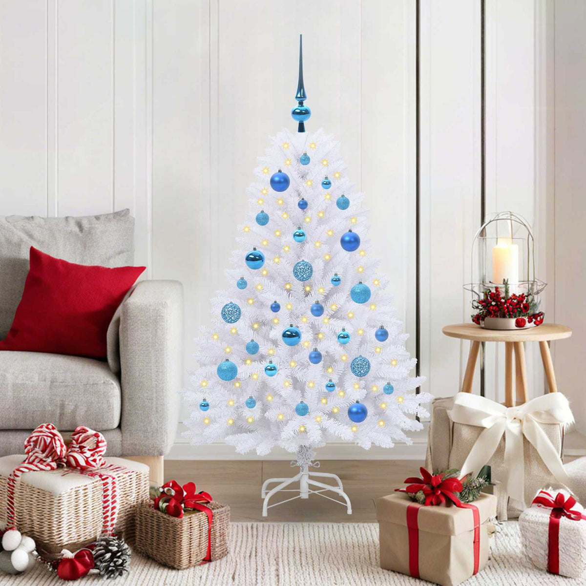 Künstlicher klappbarer Weihnachtsbaum Weiß 120 cm PVC und Stahl