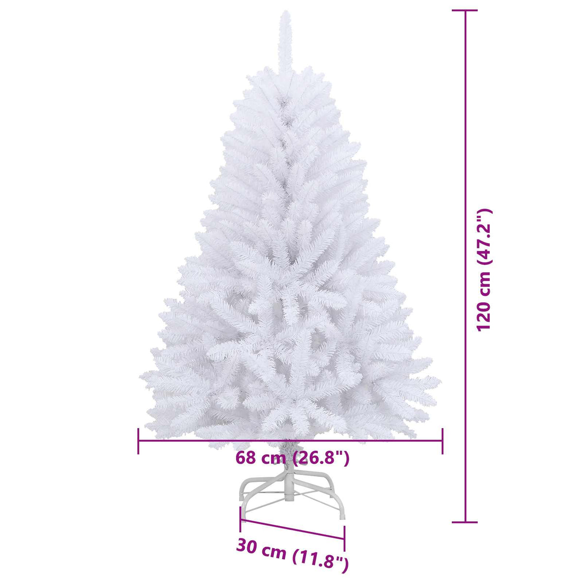 Künstlicher klappbarer Weihnachtsbaum Weiß 120 cm PVC und Stahl