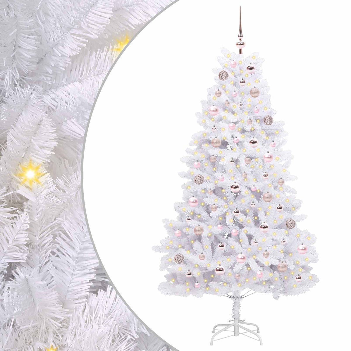 Künstlicher klappbarer Weihnachtsbaum Weiß 180 cm PVC und Stahl