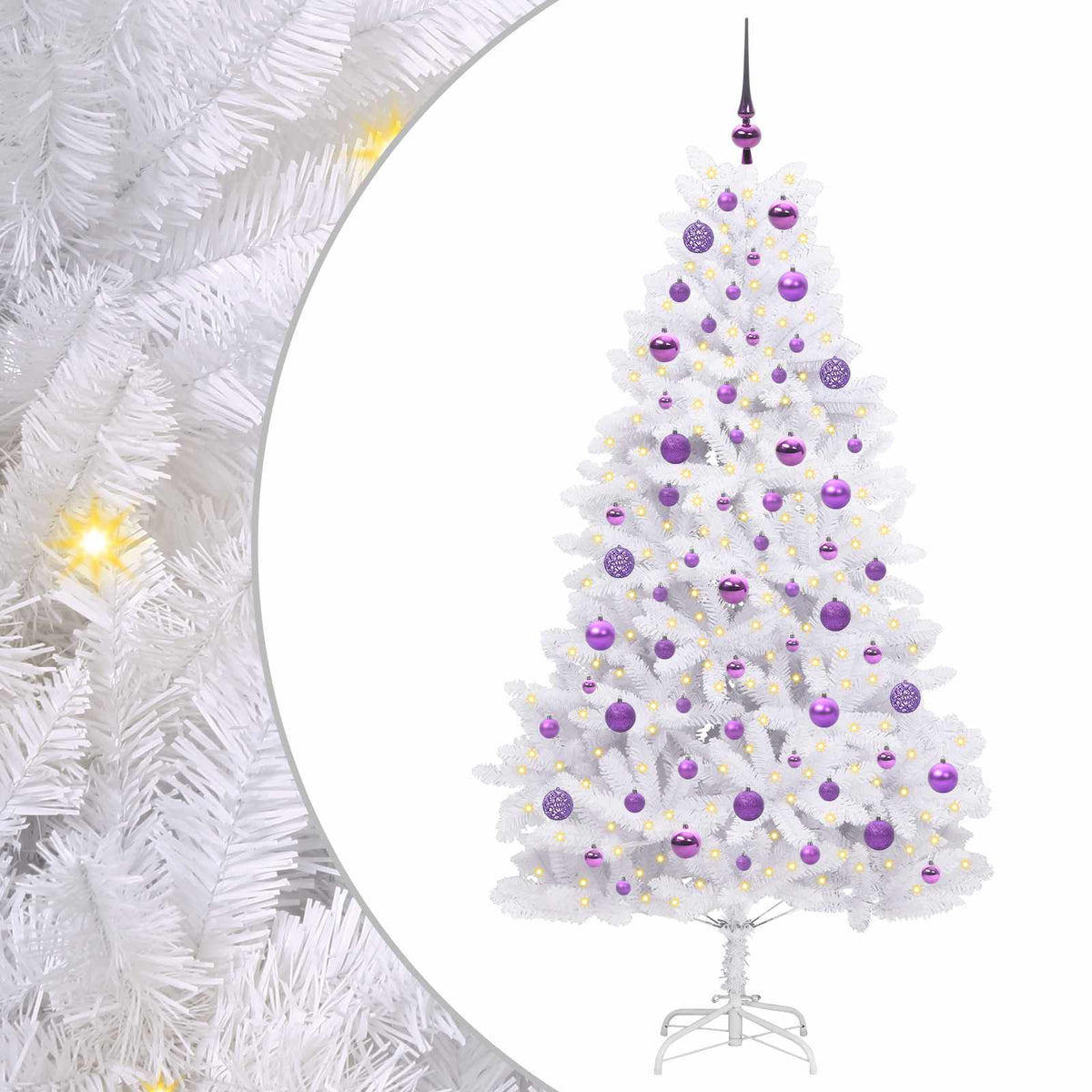 Künstlicher klappbarer Weihnachtsbaum Weiß 180 cm PVC und Stahl