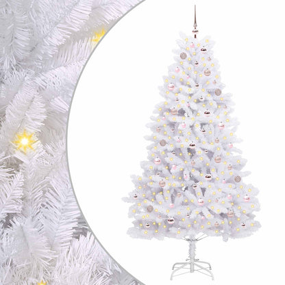 Künstlicher klappbarer Weihnachtsbaum Weiß 210 cm PVC und Stahl