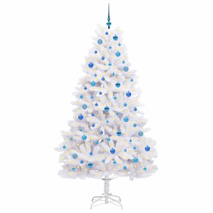 Künstlicher klappbarer Weihnachtsbaum Weiß 210 cm PVC und Stahl