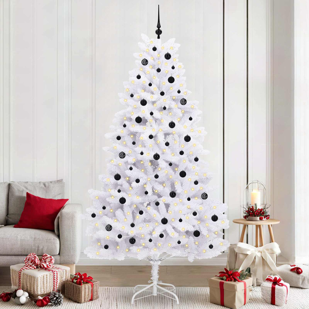 Künstlicher klappbarer Weihnachtsbaum Weiß 240 cm PVC und Stahl
