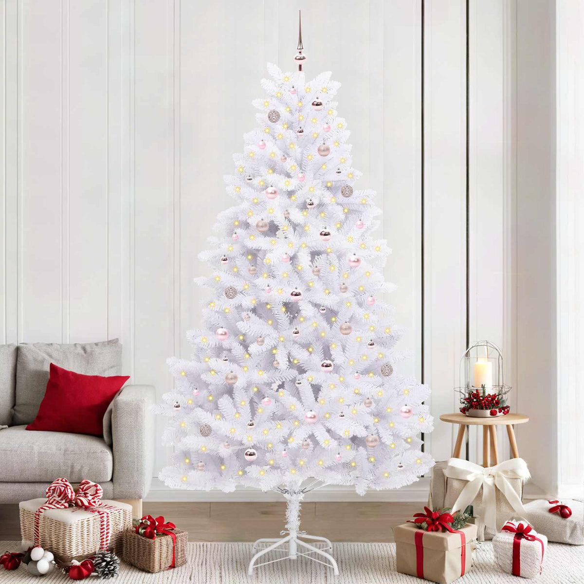 Künstlicher klappbarer Weihnachtsbaum Weiß 240 cm PVC und Stahl