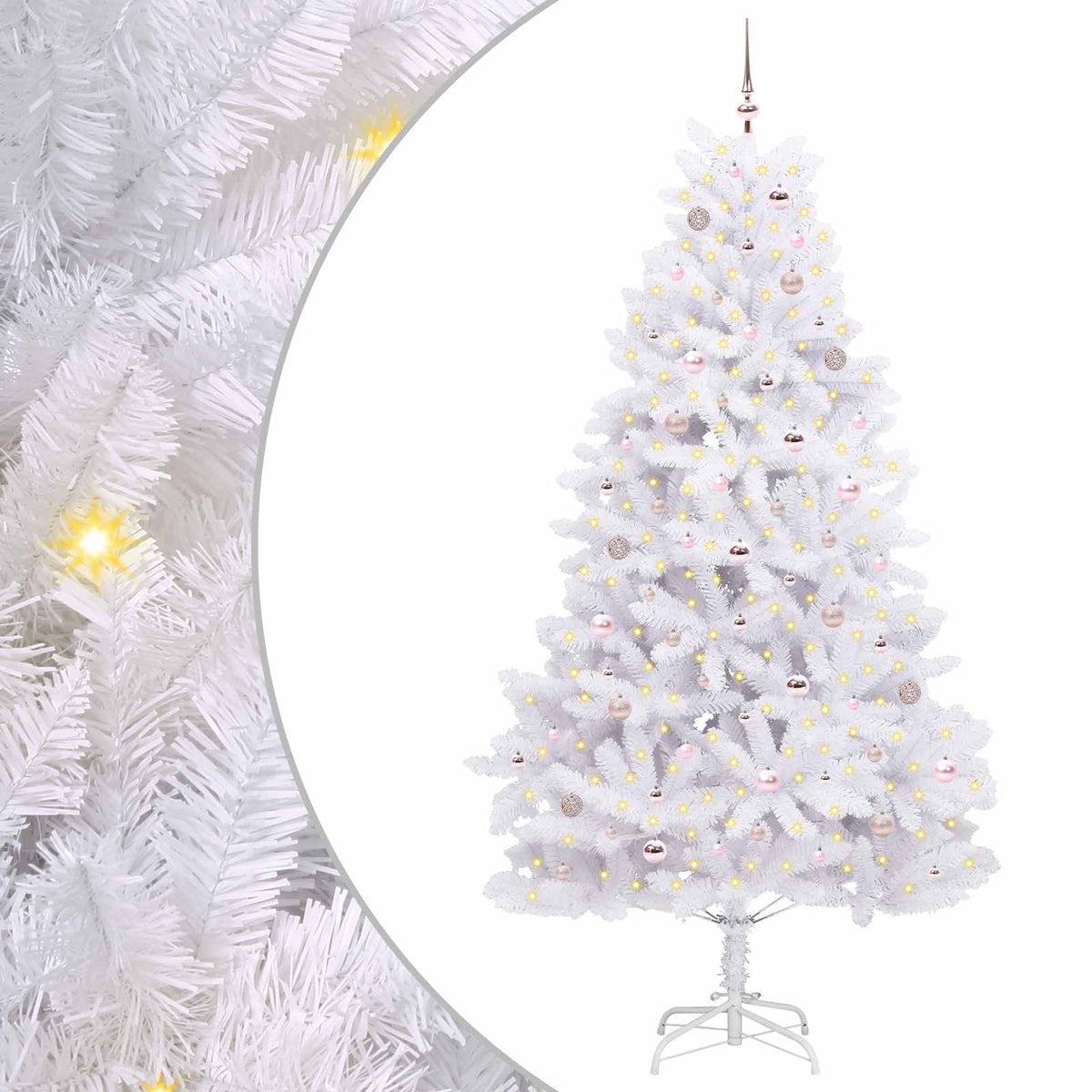 Künstlicher klappbarer Weihnachtsbaum Weiß 240 cm PVC und Stahl