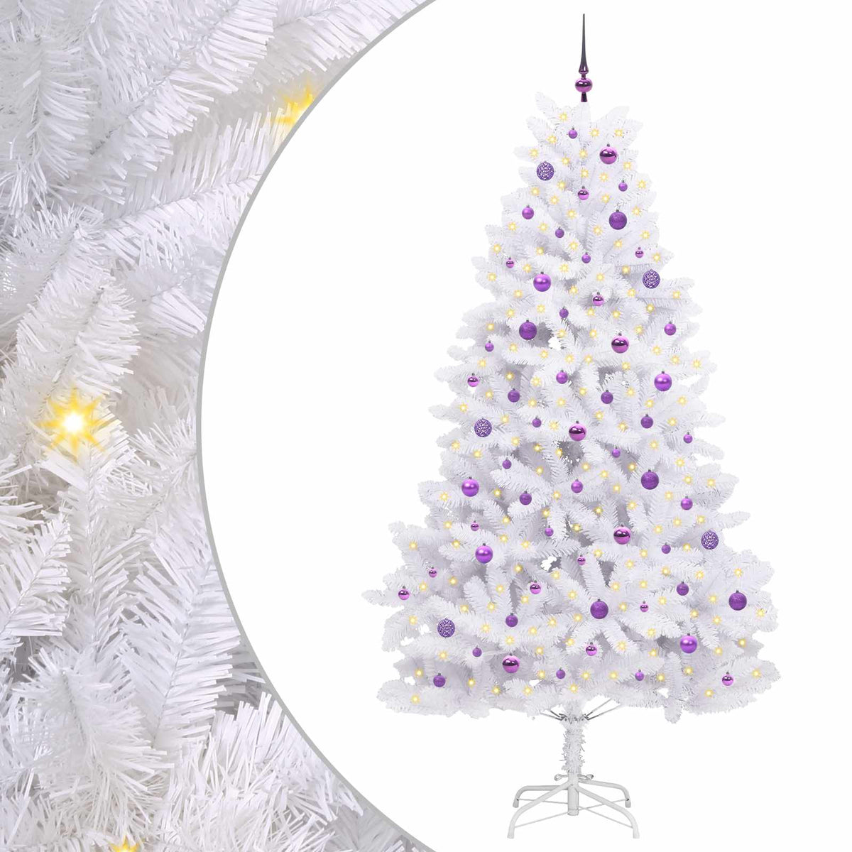 Künstlicher klappbarer Weihnachtsbaum Weiß 240 cm PVC und Stahl