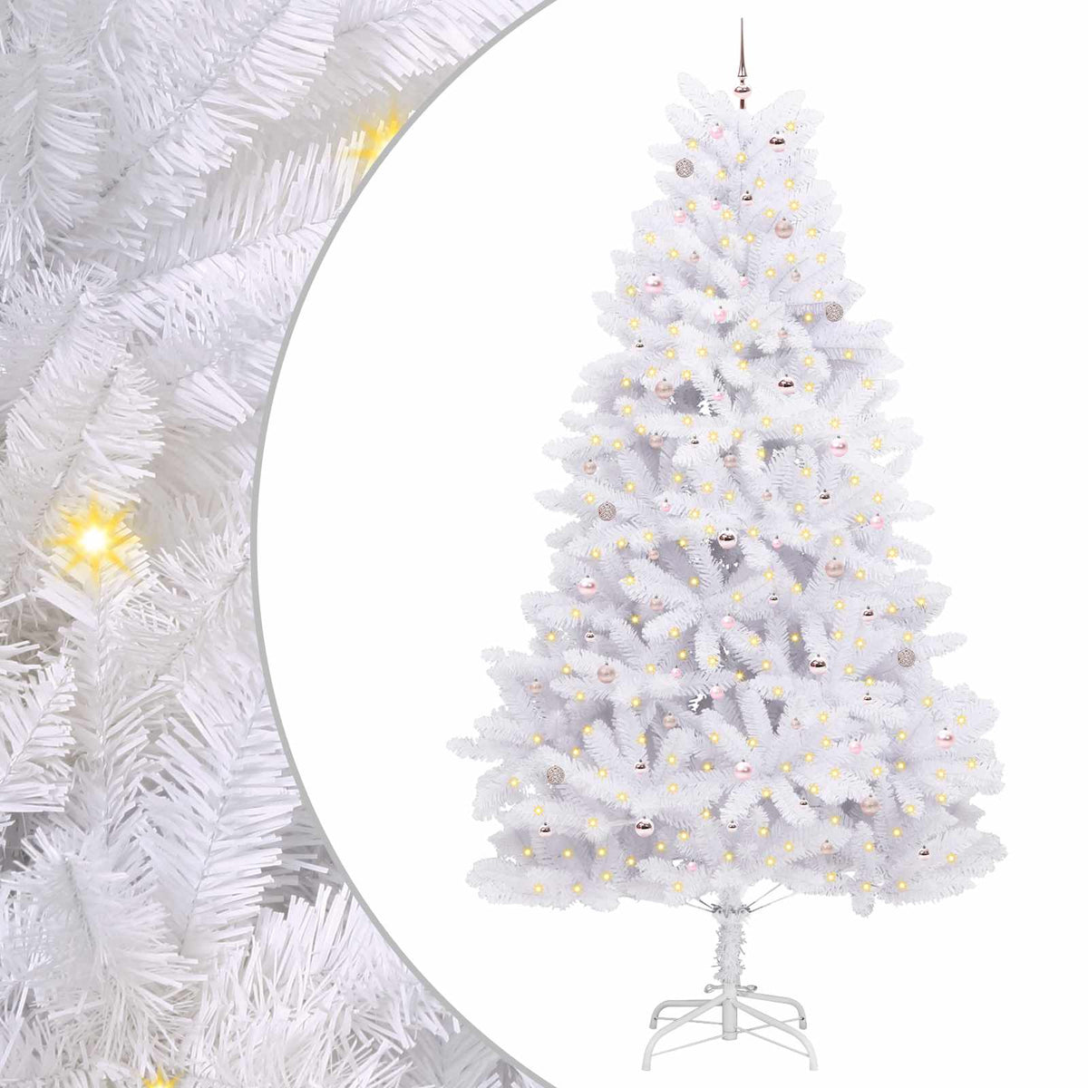 Künstlicher klappbarer Weihnachtsbaum Weiß 300 cm PVC und Stahl