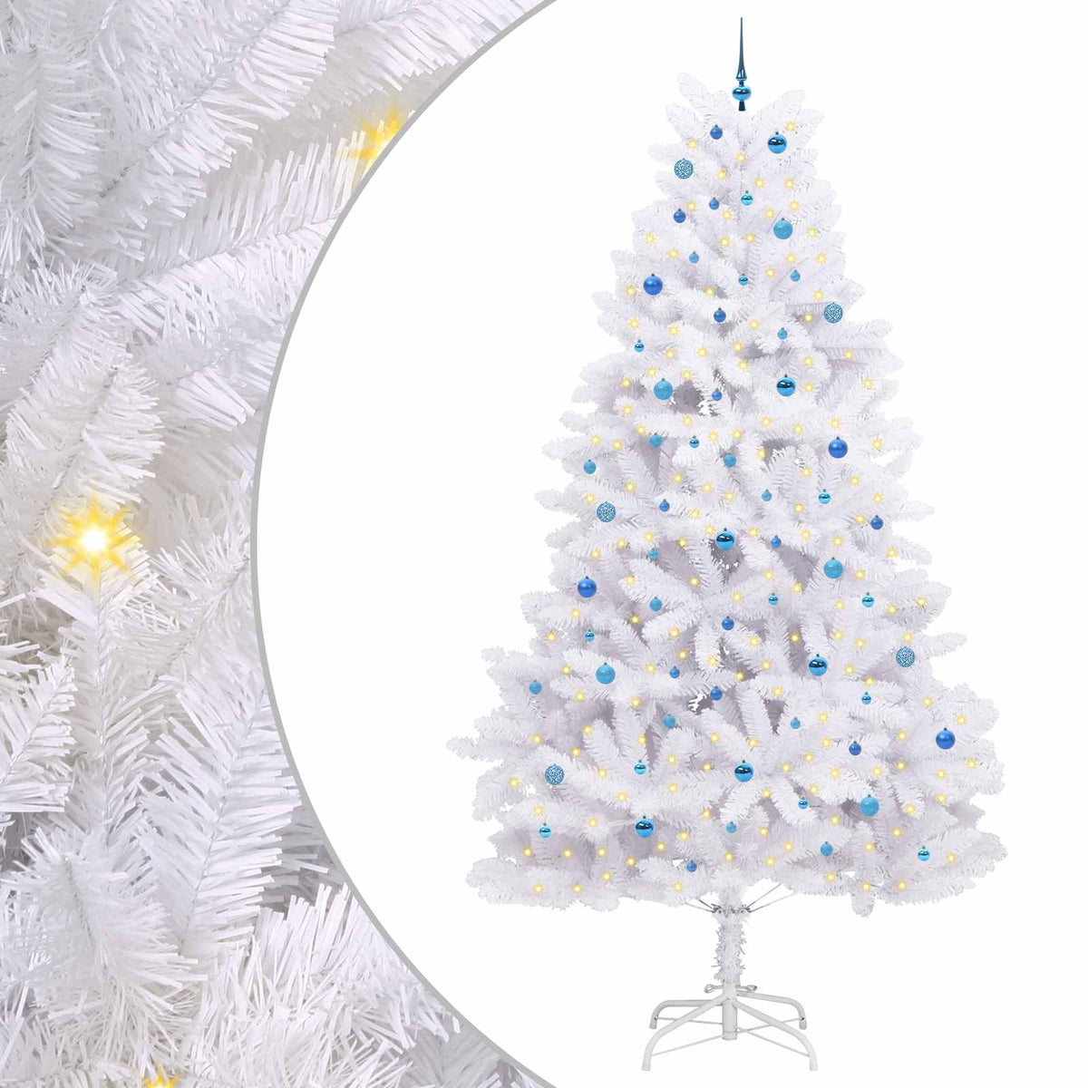 Künstlicher klappbarer Weihnachtsbaum Weiß 300 cm PVC und Stahl