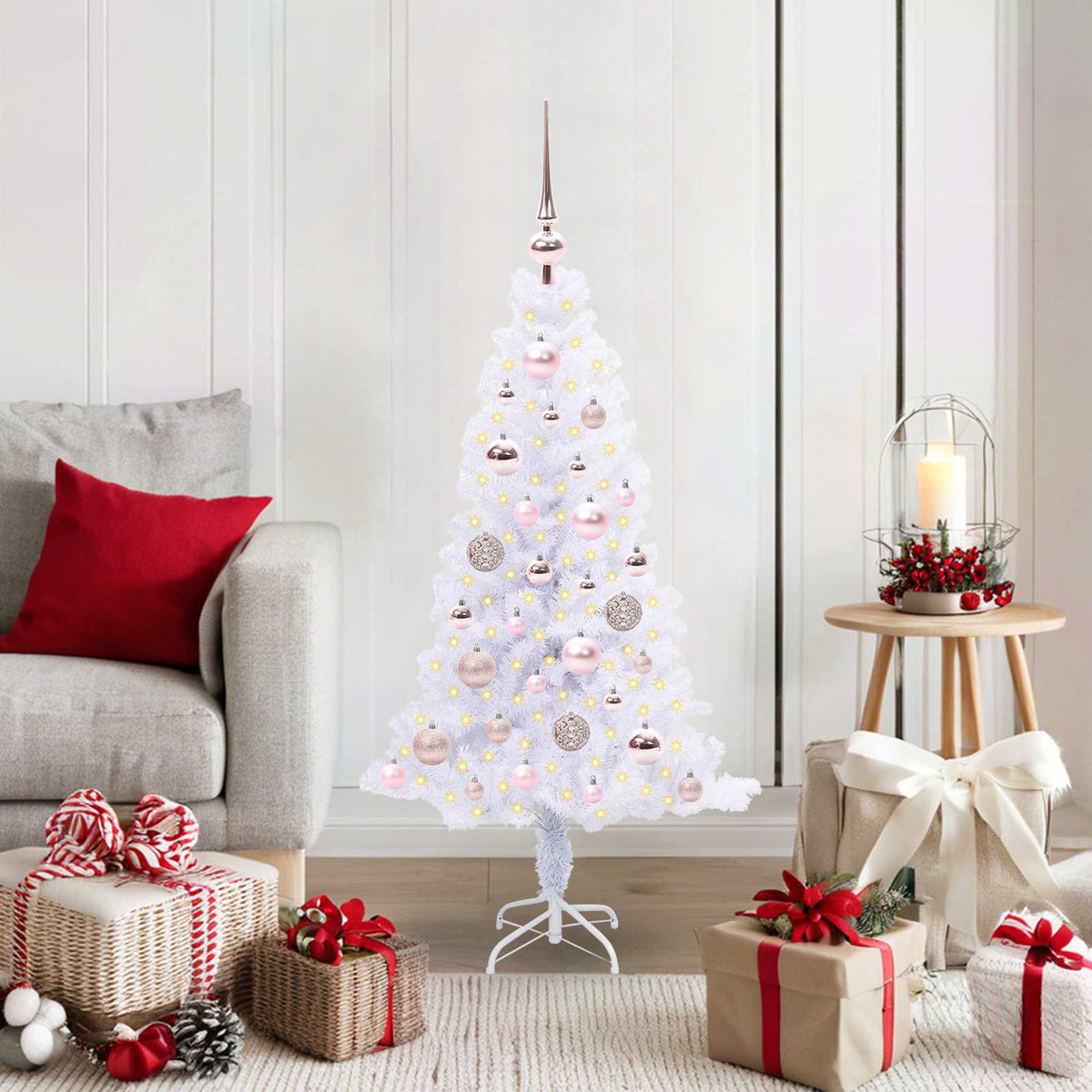 Künstlicher Weihnachtsbaum Weiß 120 cm PVC und Stahl