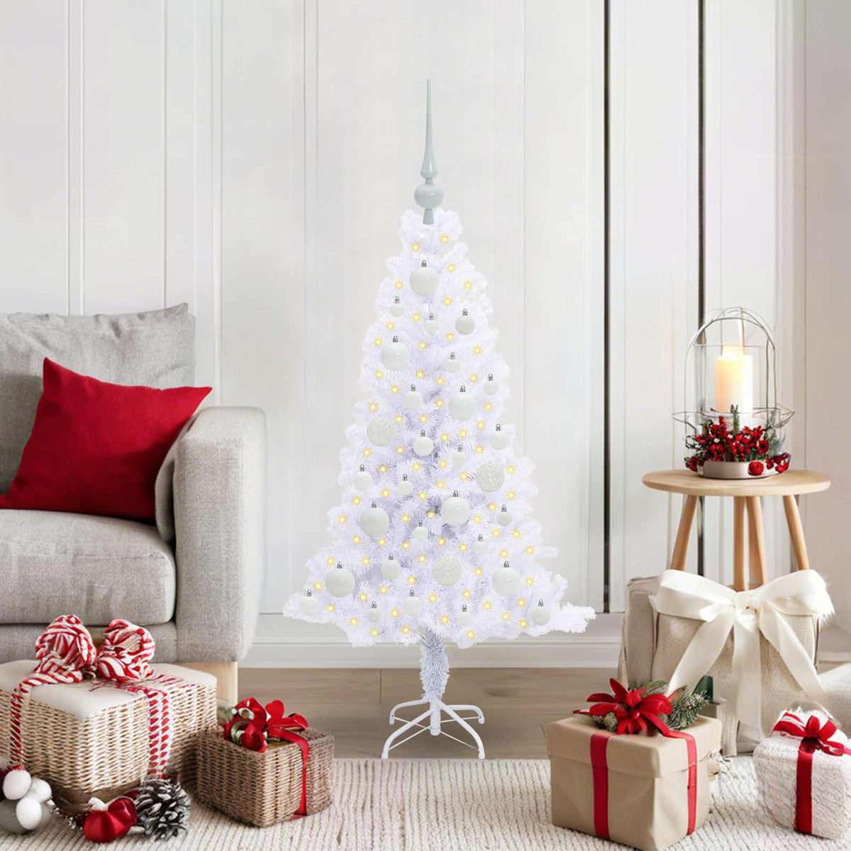 Künstlicher Weihnachtsbaum Weiß 120 cm PVC und Stahl