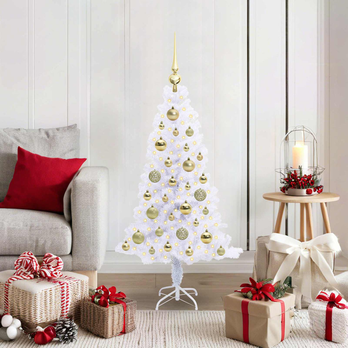 Künstlicher Weihnachtsbaum Weiß 120 cm PVC und Stahl
