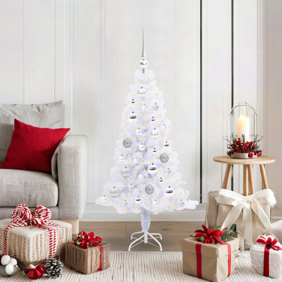 Künstlicher Weihnachtsbaum Weiß 120 cm PVC und Stahl