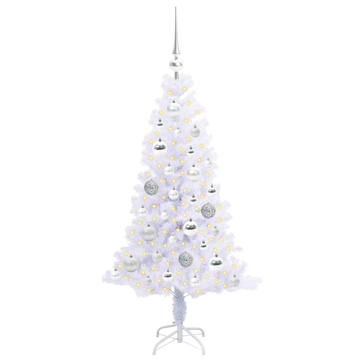 Künstlicher Weihnachtsbaum Weiß 120 cm PVC und Stahl