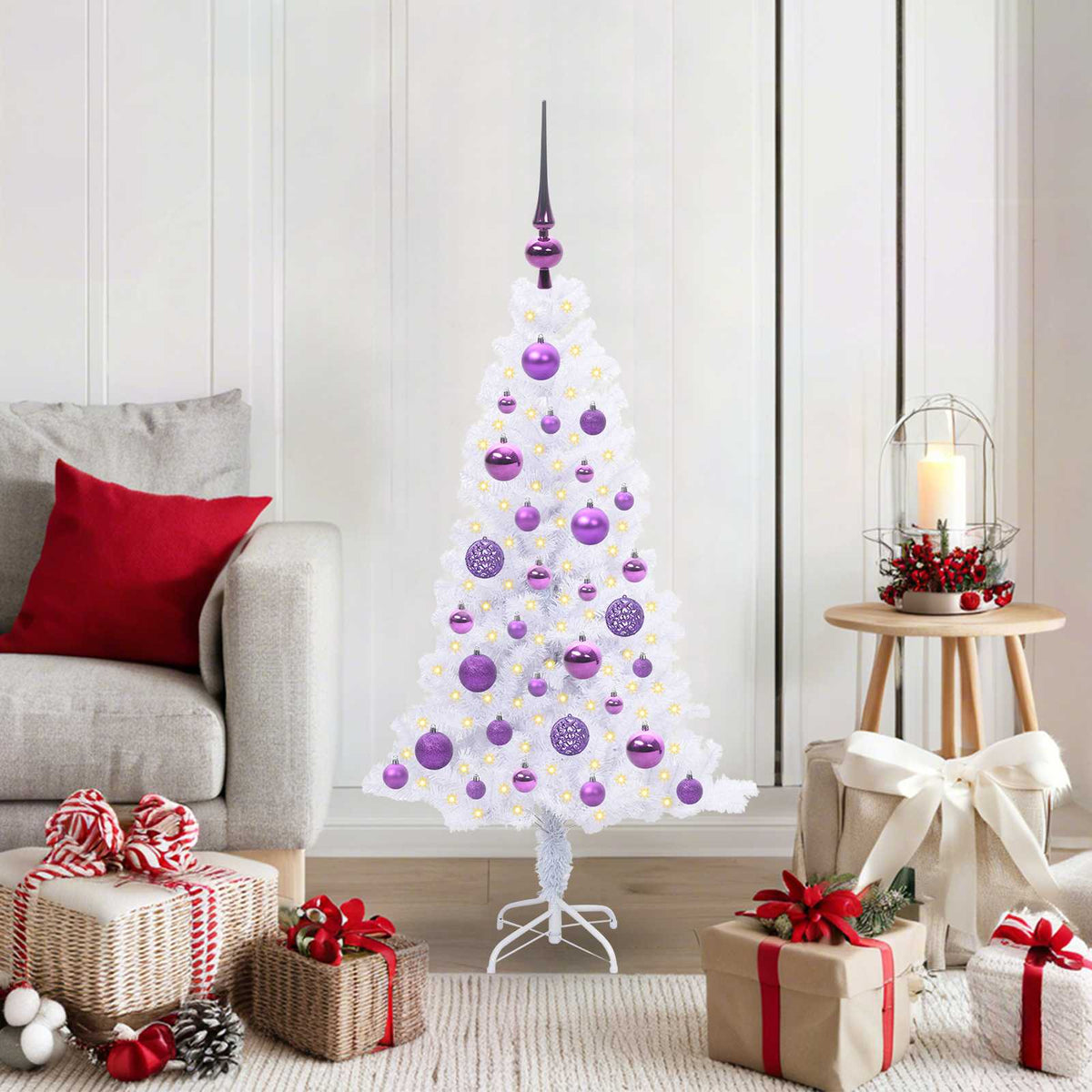 Künstlicher Weihnachtsbaum Weiß 120 cm PVC und Stahl