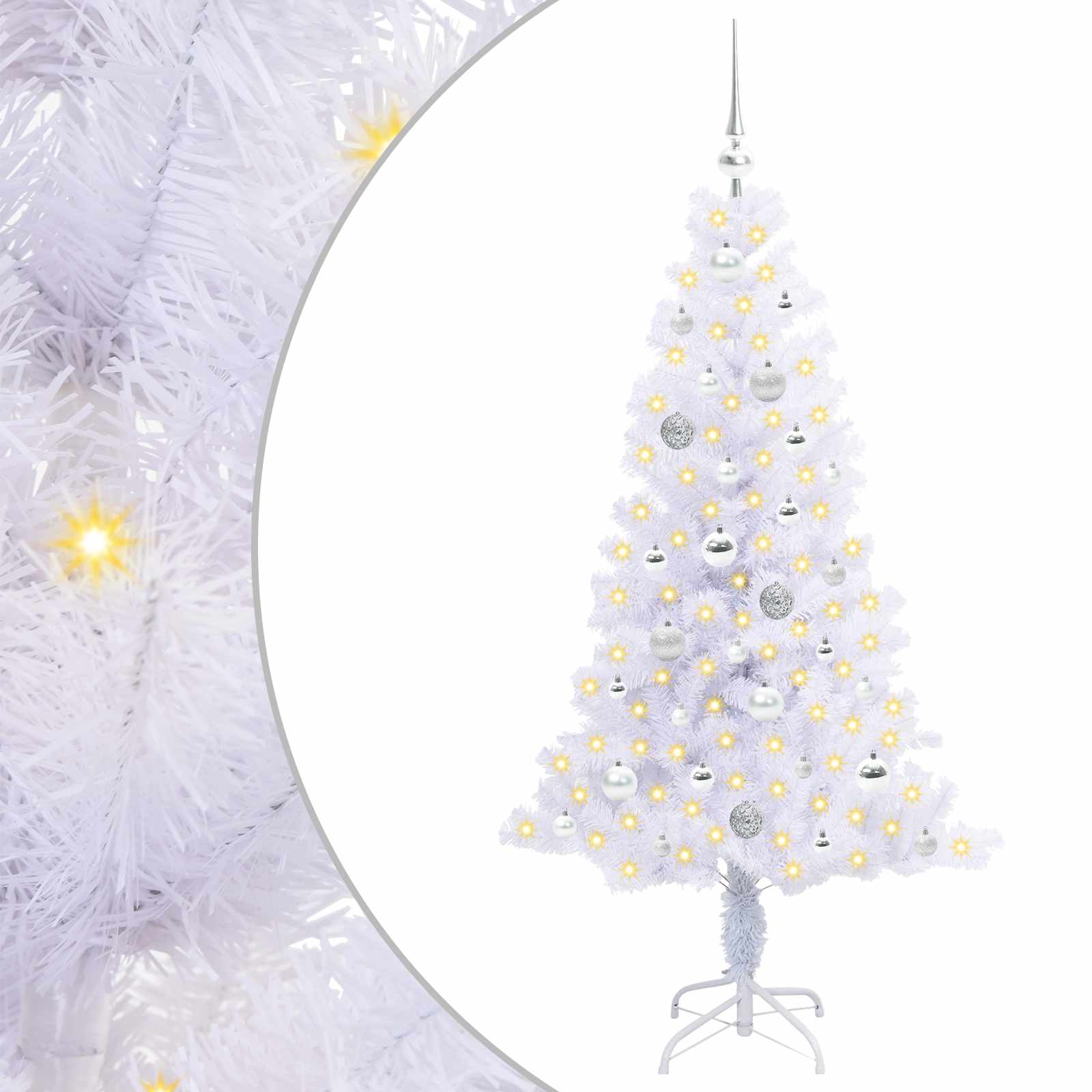 Künstlicher Weihnachtsbaum Weiß 150 cm PVC und Stahl
