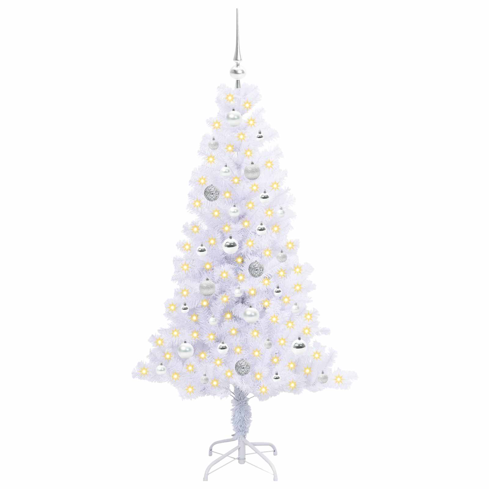 Künstlicher Weihnachtsbaum Weiß 150 cm PVC und Stahl