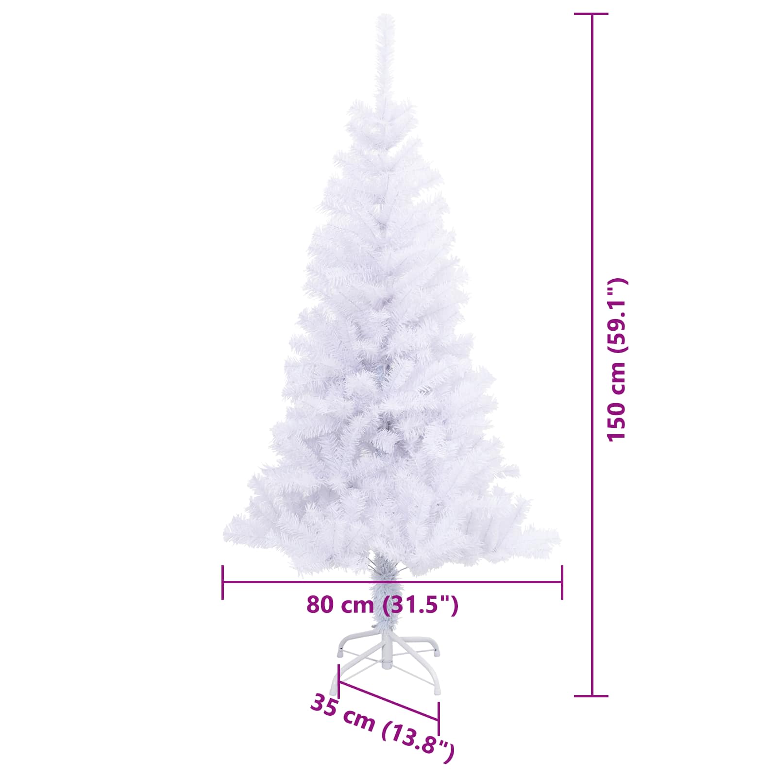 Künstlicher Weihnachtsbaum Weiß 150 cm PVC und Stahl