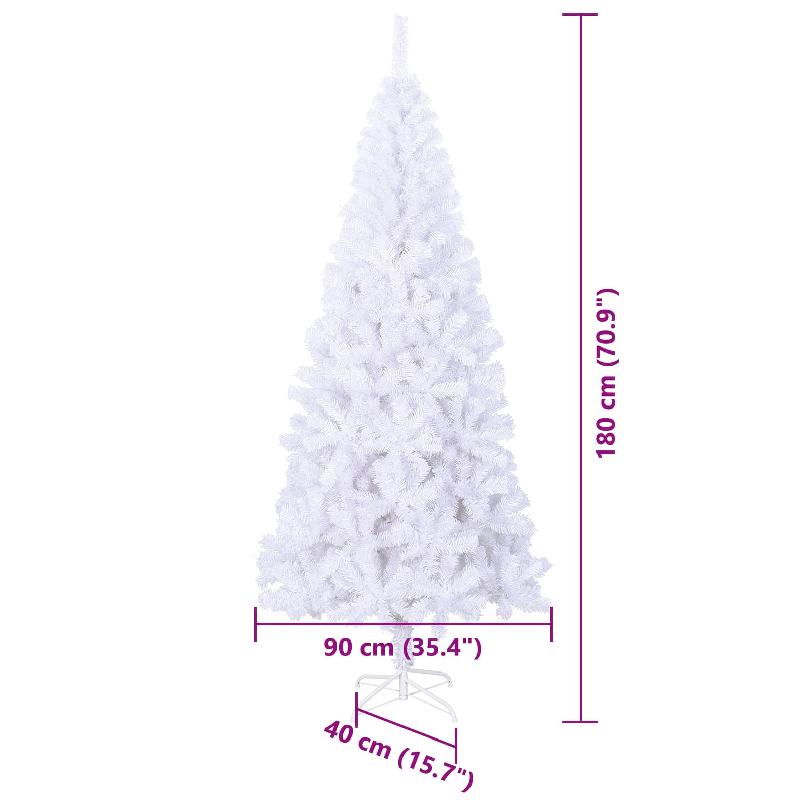 Künstlicher Weihnachtsbaum Weiß 180 cm PVC und Stahl