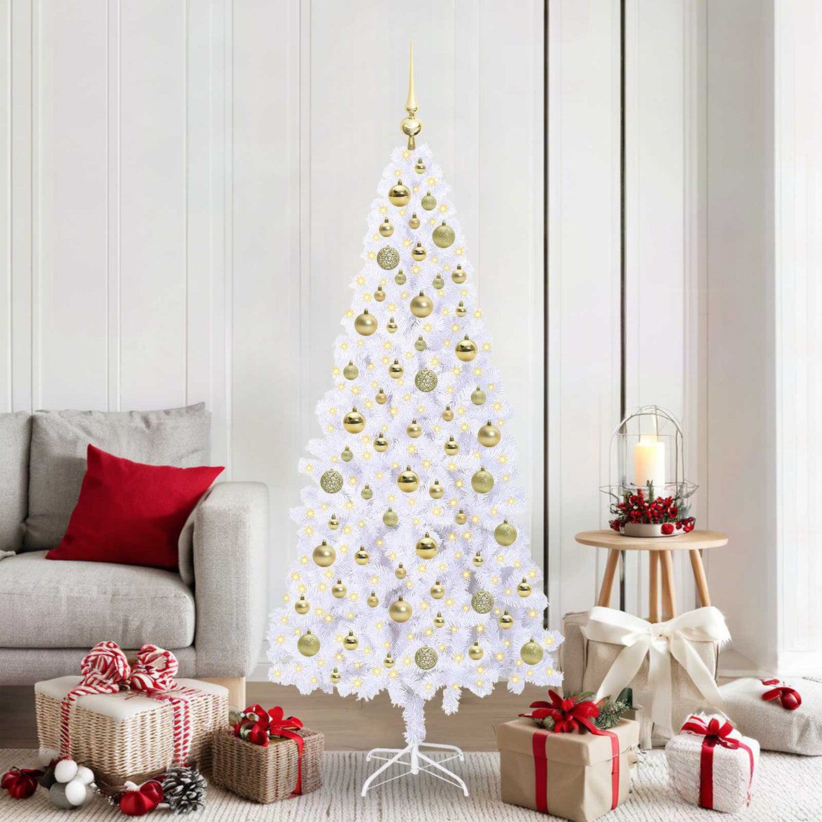 Künstlicher Weihnachtsbaum Weiß 180 cm PVC und Stahl