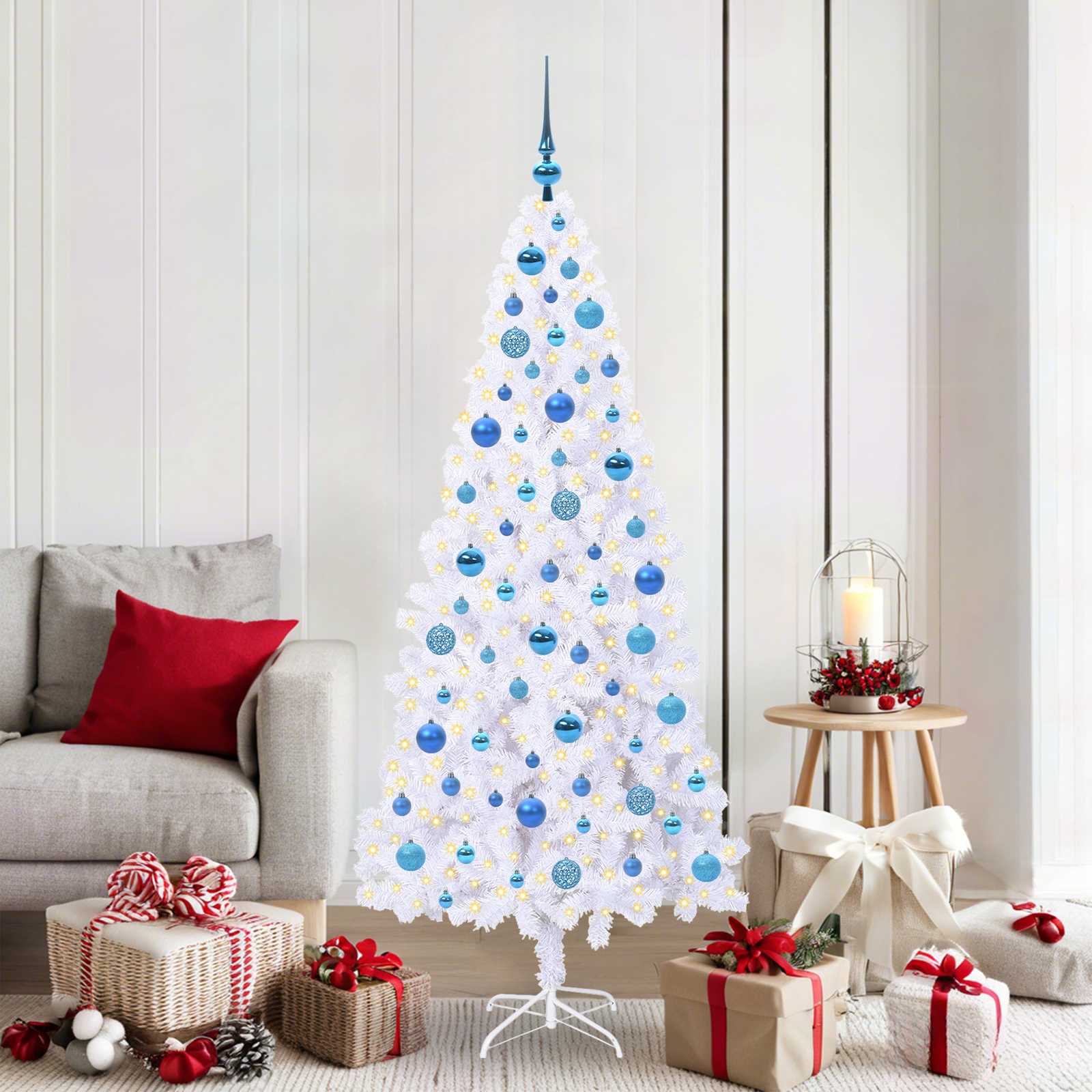 Künstlicher Weihnachtsbaum Weiß 180 cm PVC und Stahl