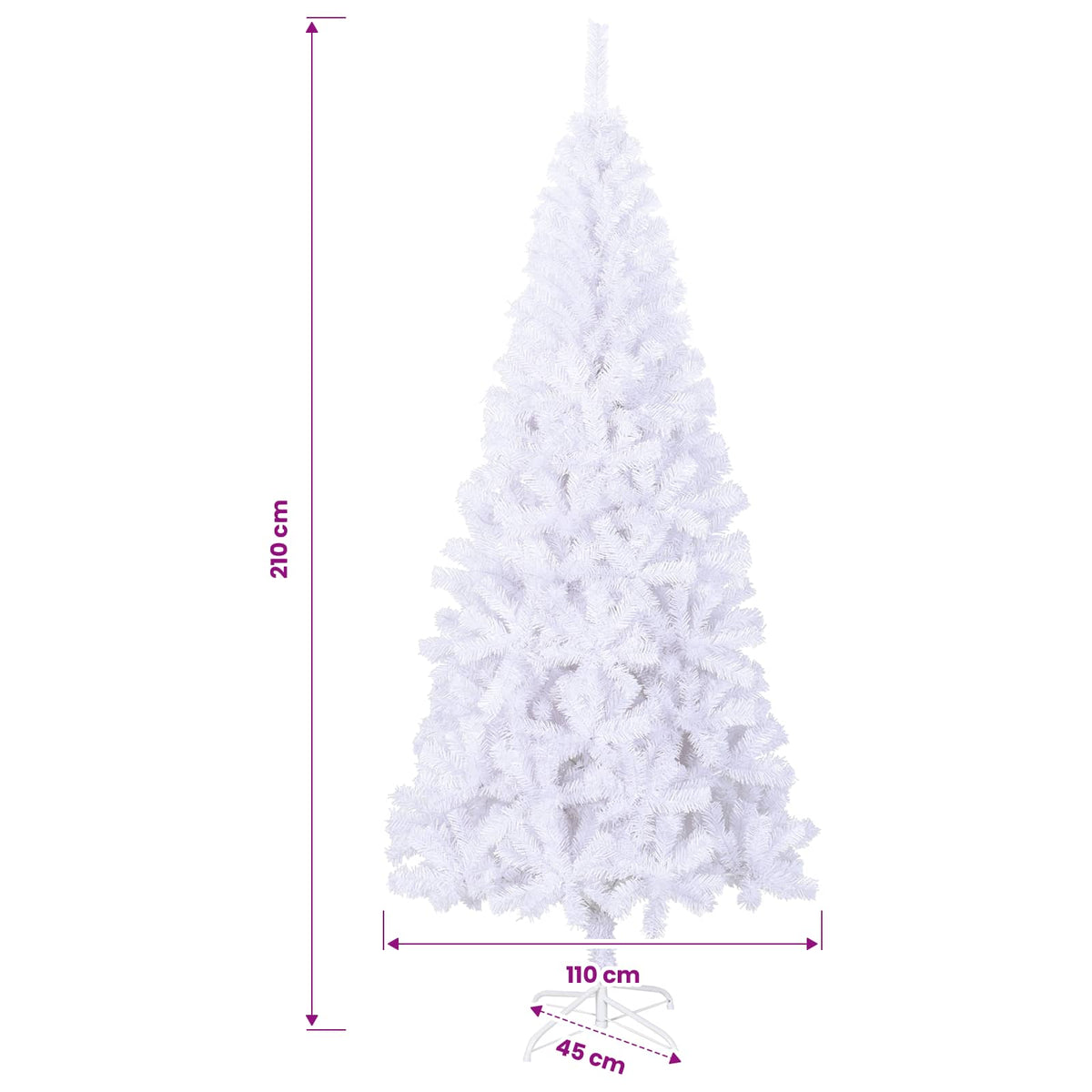 Künstlicher Weihnachtsbaum Weiß 210 cm PVC und Stahl