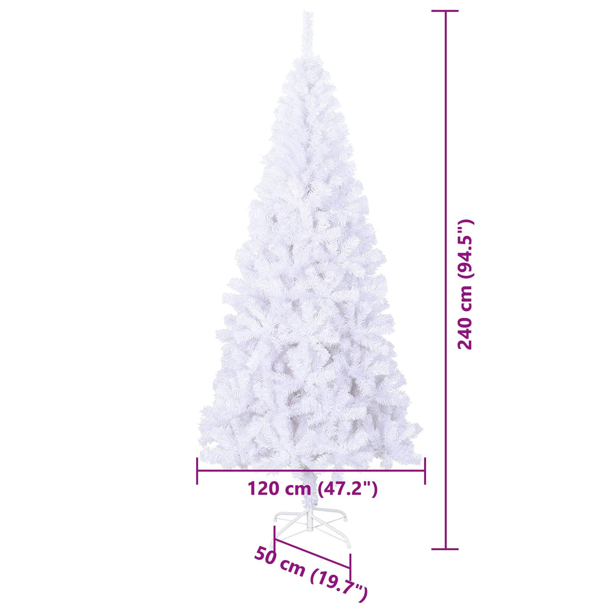 Künstlicher Weihnachtsbaum Weiß 240 cm PVC und Stahl