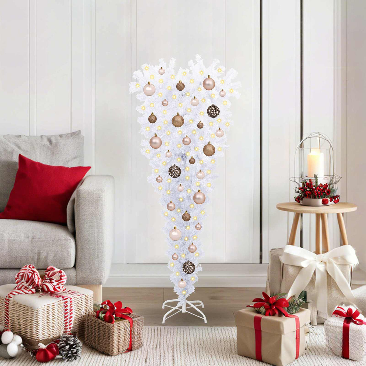 Künstlicher Weihnachtsbaum Weiß 120 cm PVC und Stahl