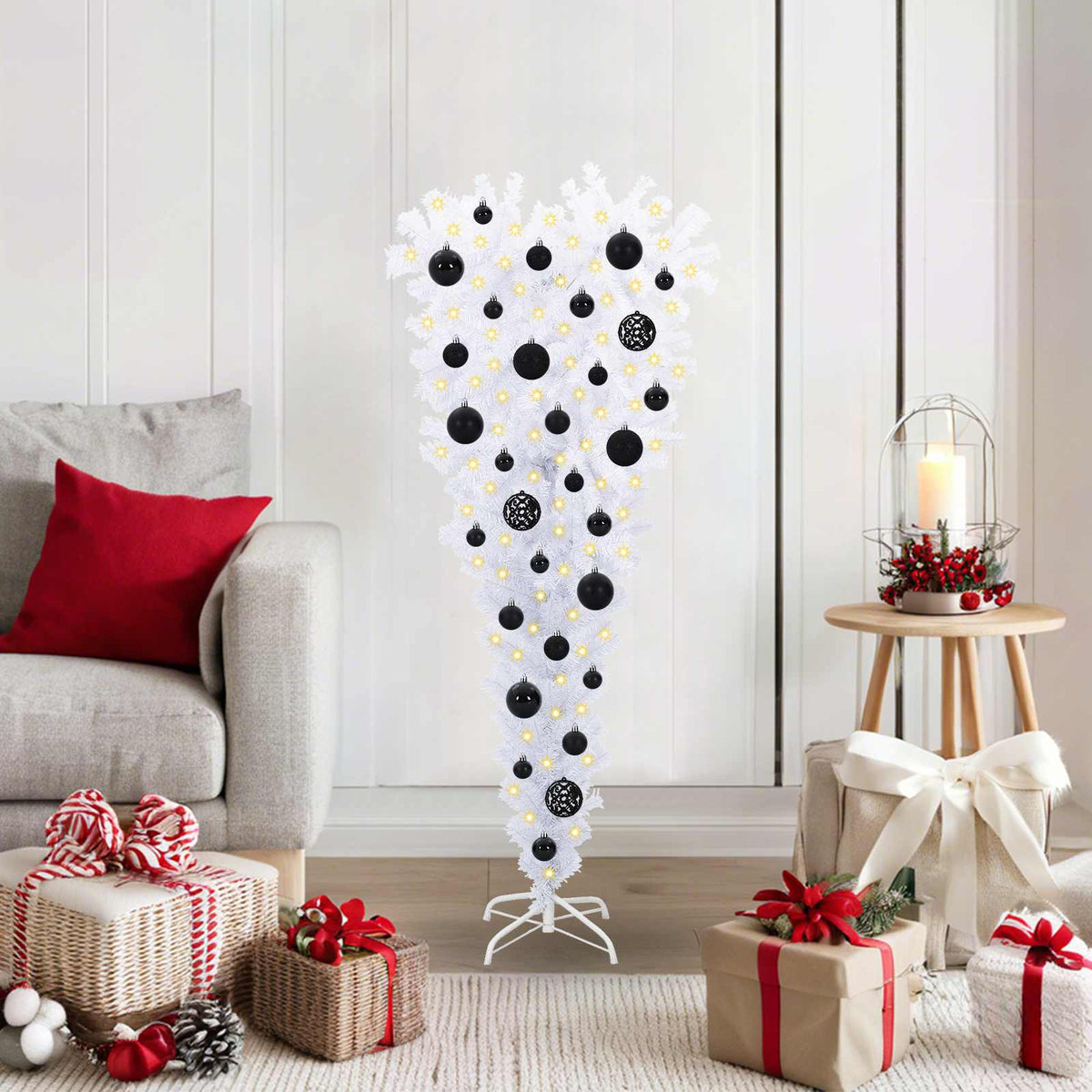 Künstlicher Weihnachtsbaum Weiß 120 cm PVC und Stahl