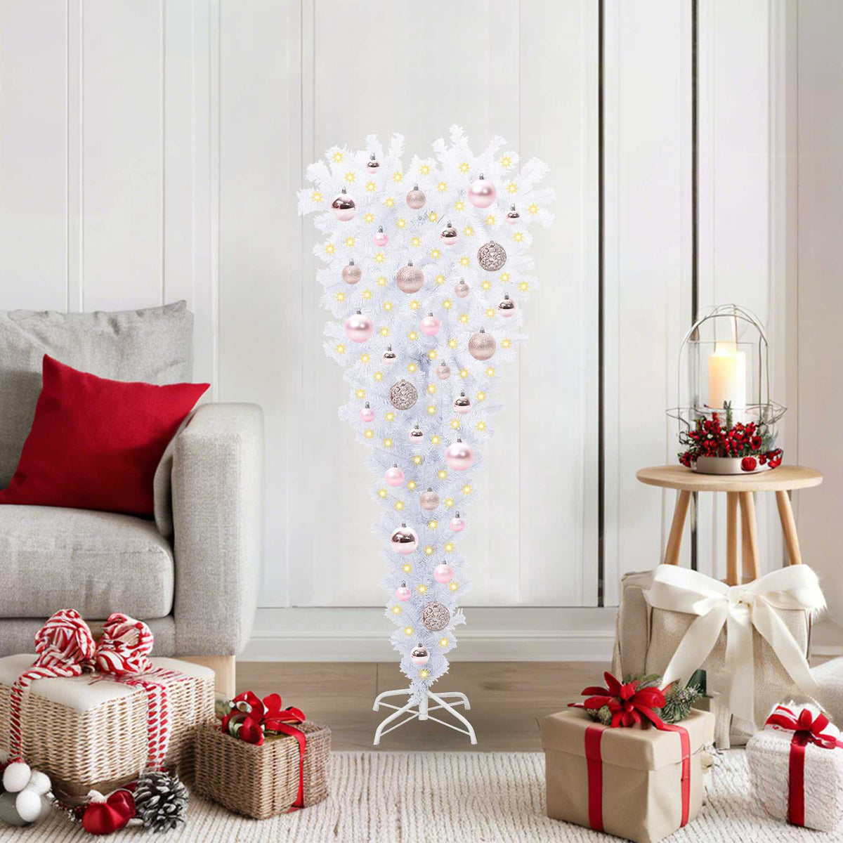 Künstlicher Weihnachtsbaum Weiß 120 cm PVC und Stahl