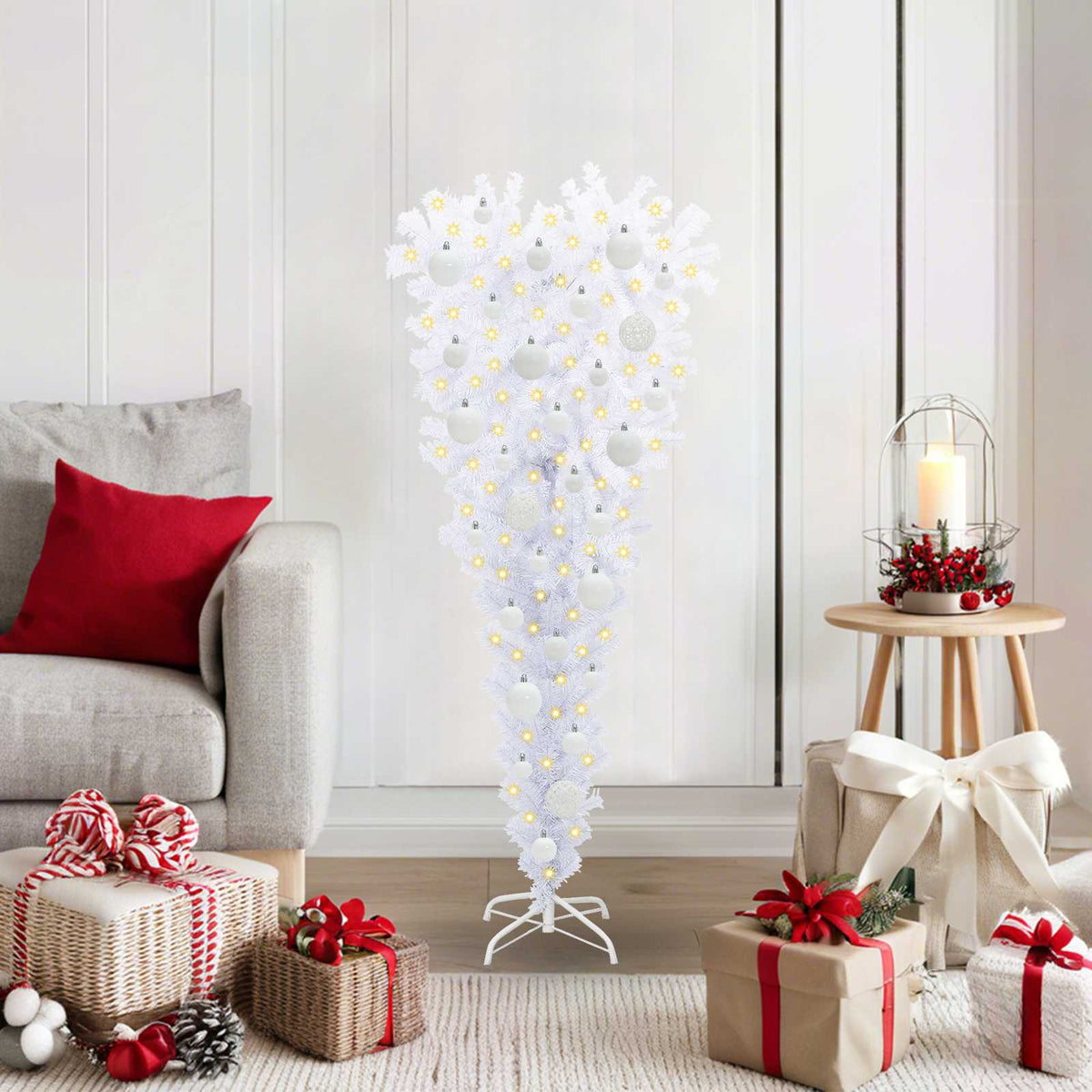Künstlicher Weihnachtsbaum Weiß 120 cm PVC und Stahl